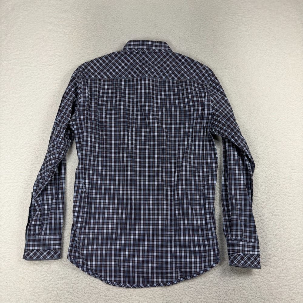 7 Diamonds Shirt Mens Large Plaid Long Sleeve Button Up Casual Pocket Blue 1472 - Picture 2 of 8